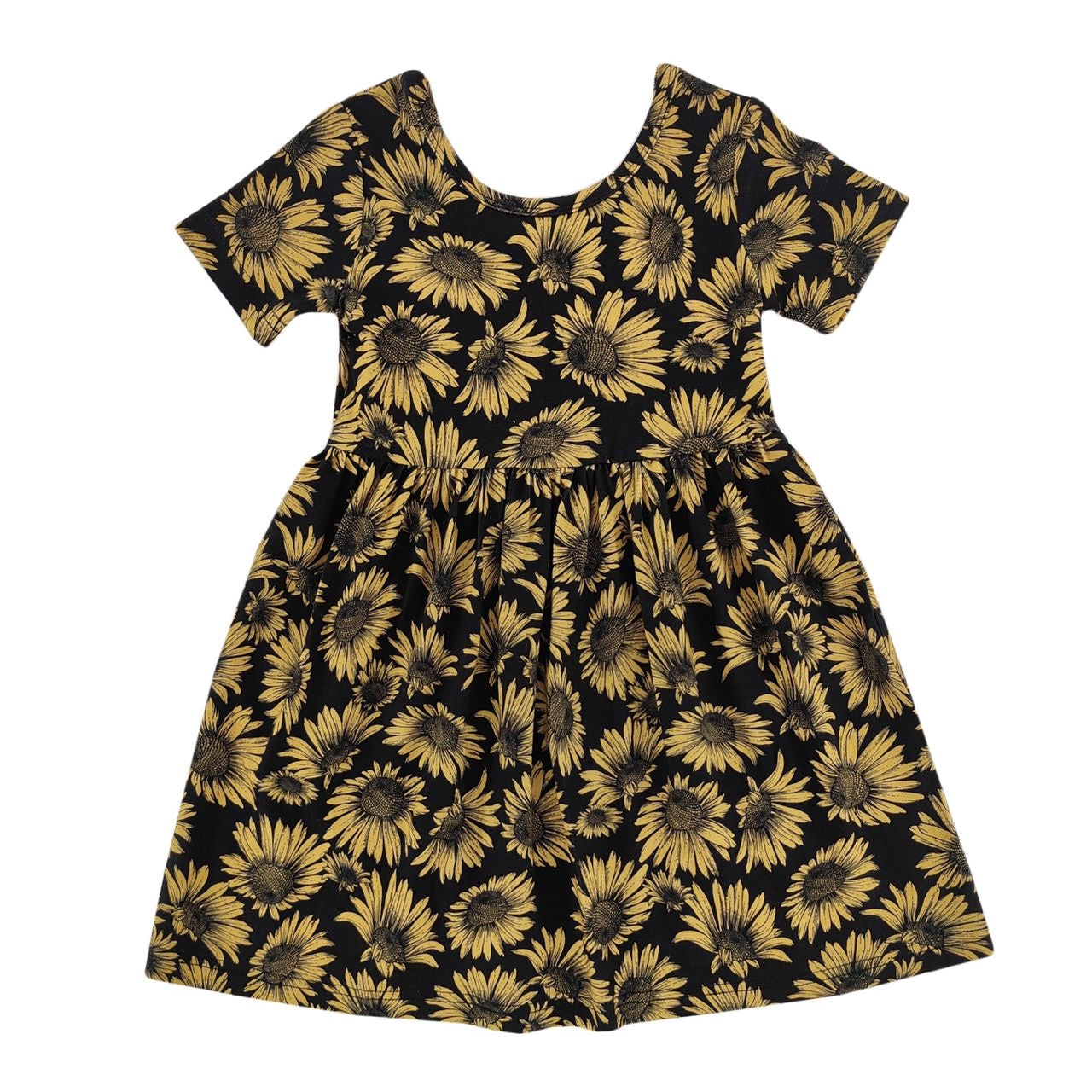 Midnight Sunflower Bamboo Short Sleeve Dress – Little One