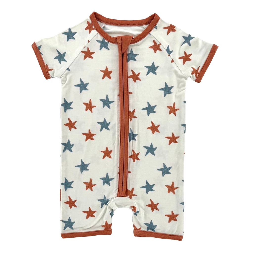 Bamboo Short Sleeve Zippy Romper (Plantastic Print)