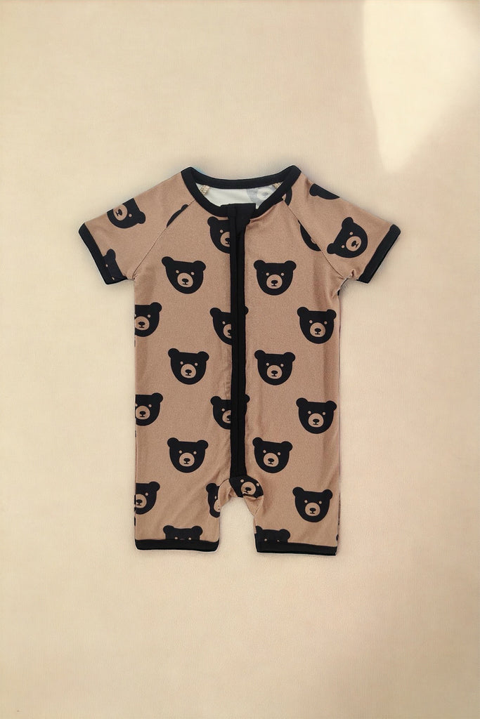 Bamboo Short Sleeve Romper in Black main image 1