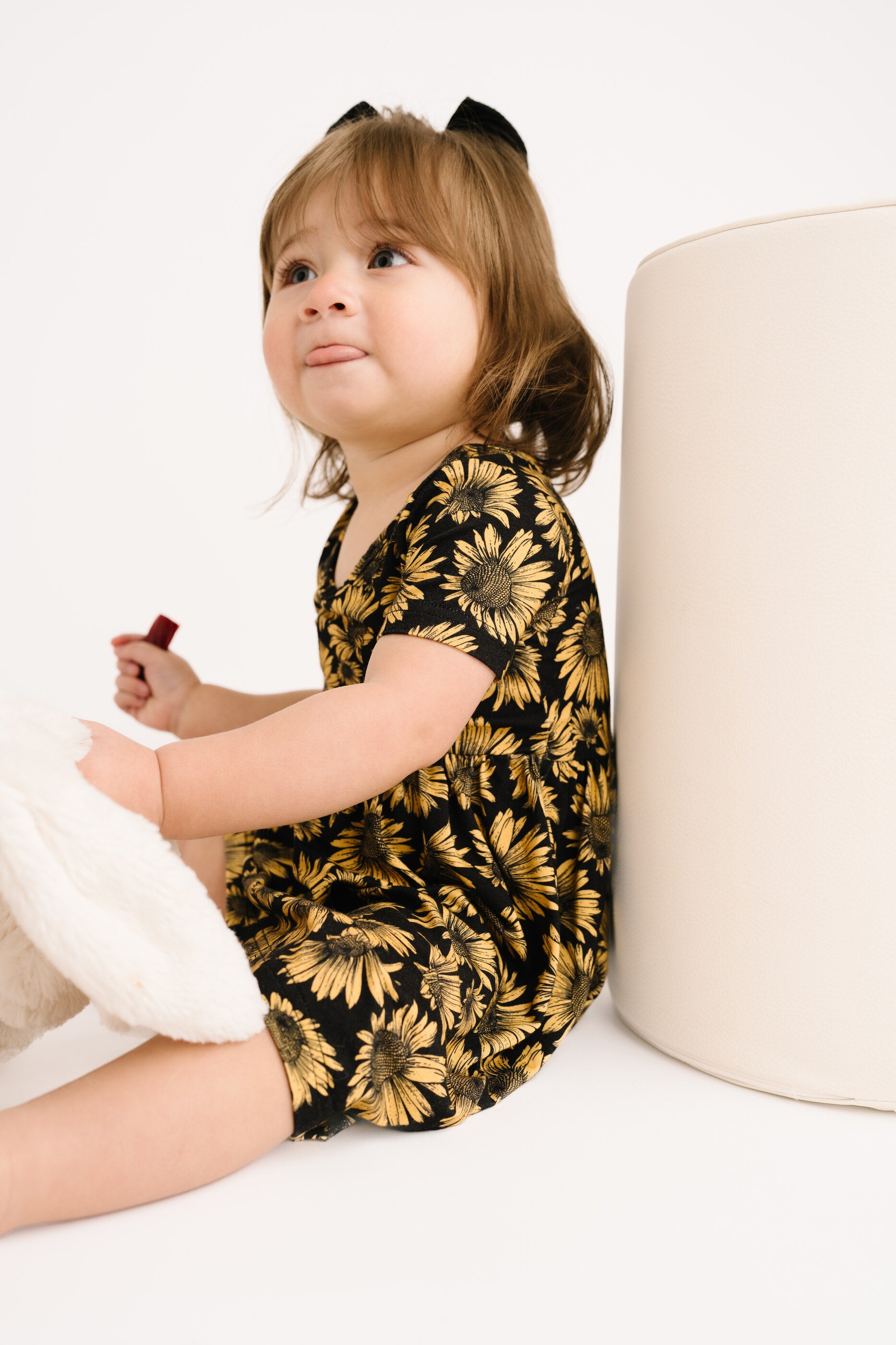 Midnight Sunflower Bamboo Short Sleeve Dress – Little One