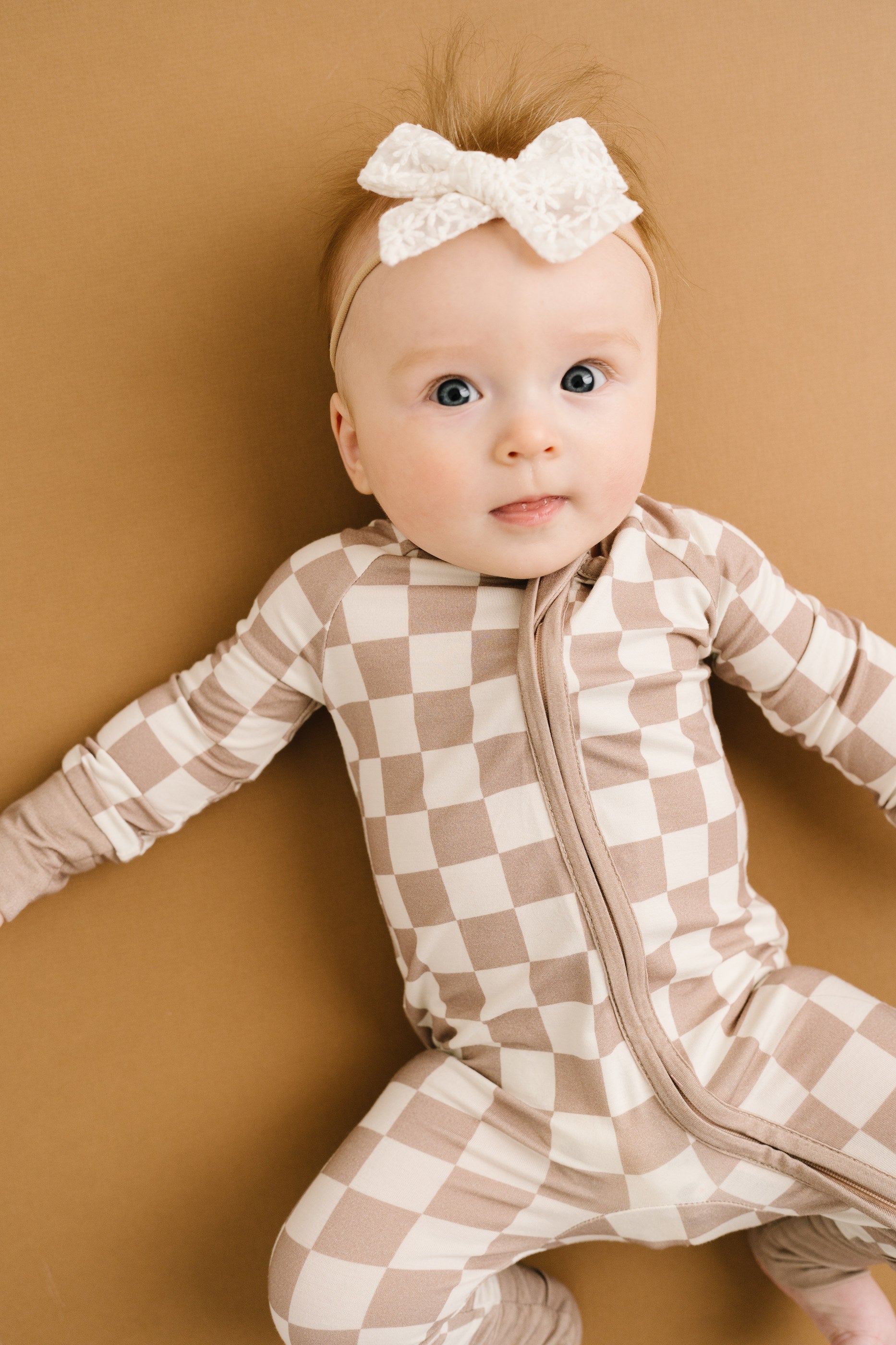 Beige Checkered Bamboo Sleeper Little One Shop Co