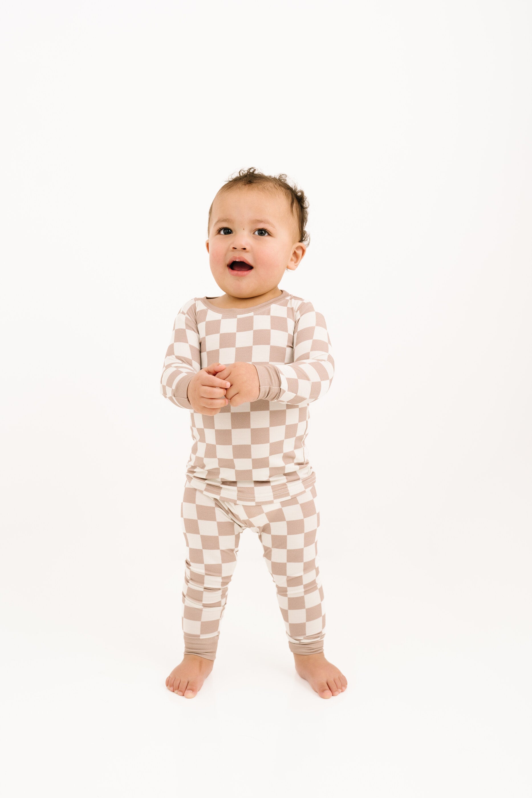 Beige Checkered Bamboo Set – Little One Shop Co.